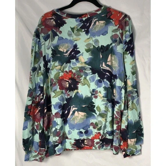 Adyson Parker Women's Long Sleeve Crew Neck Banded Floral Top - Size 2X - Picture 5 of 11